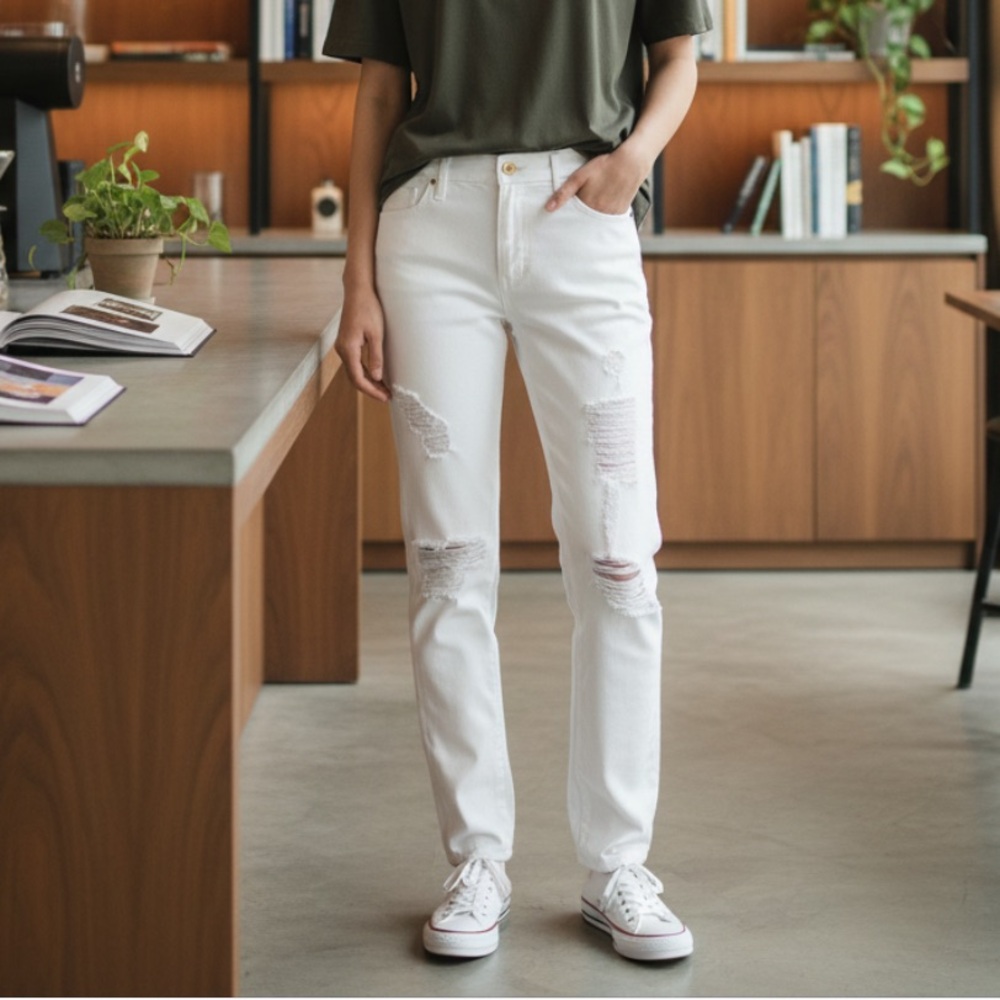 Frame, Le Garçon Straight Fit Jean‎ Pants, Chalk White, Size 30, NWT